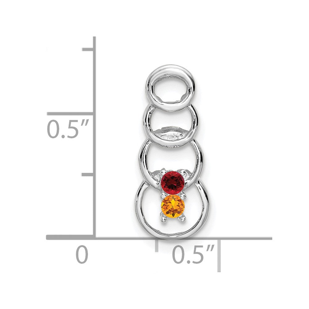 14k White Gold 2 Genuine Stone Family Pendant