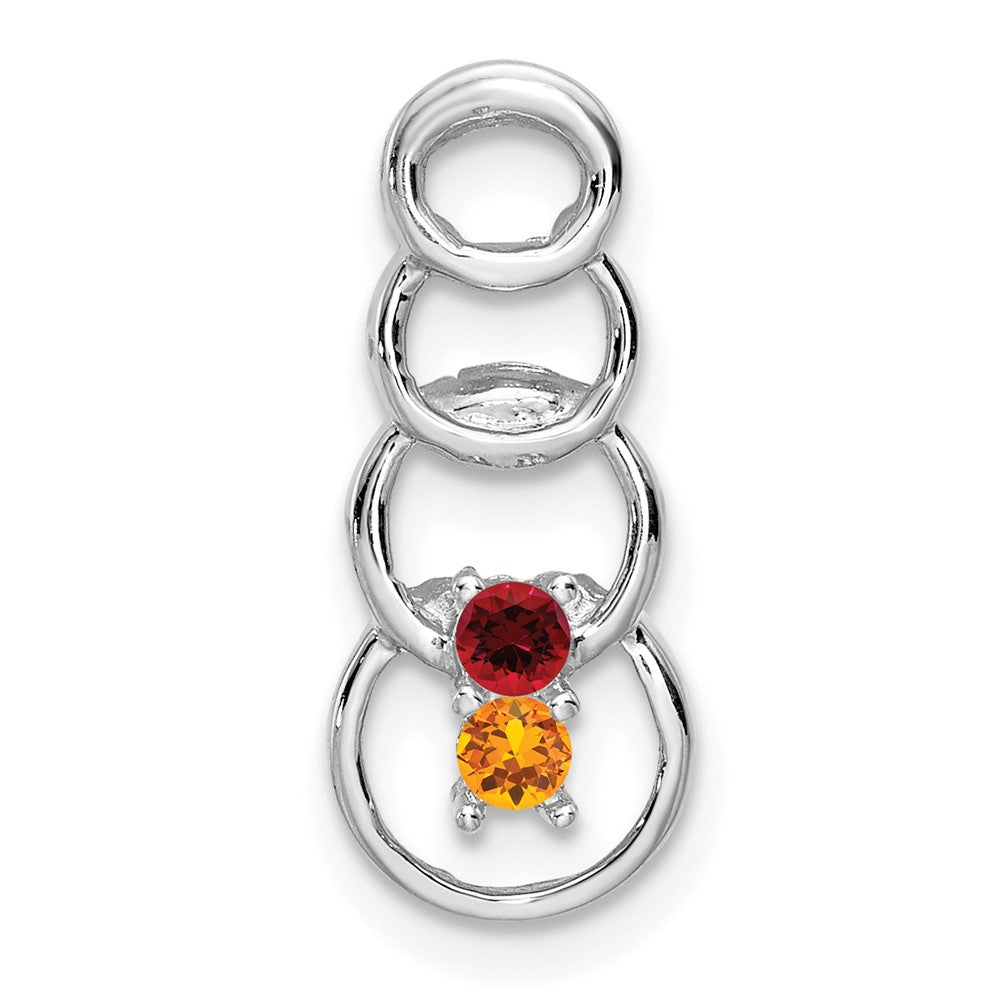 14k White Gold 2 Genuine Stone Family Pendant