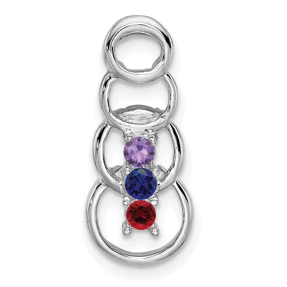 14k White Gold 3 Genuine Stone Family Pendant