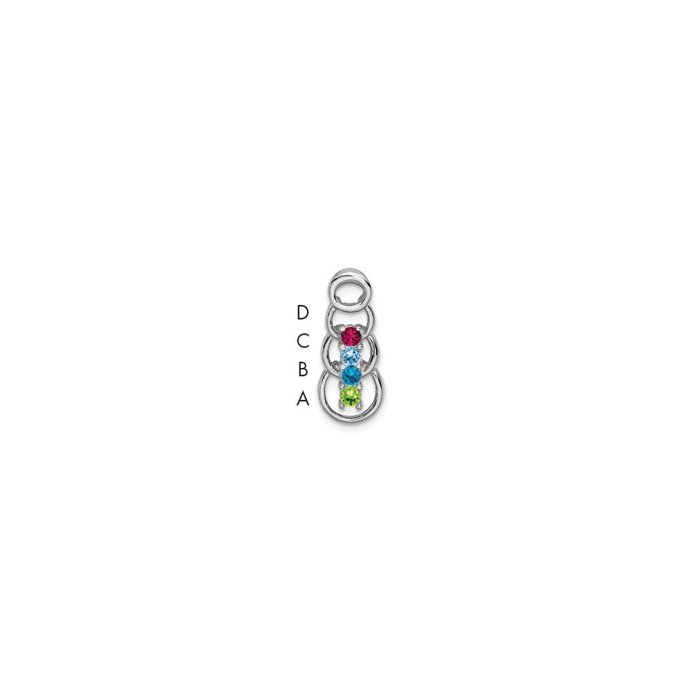 14k White Gold 4 Genuine Stone Family Pendant