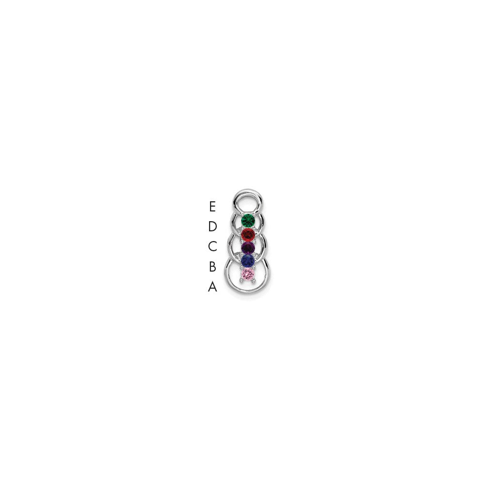 14k White Gold 5 Genuine Stone Family Pendant
