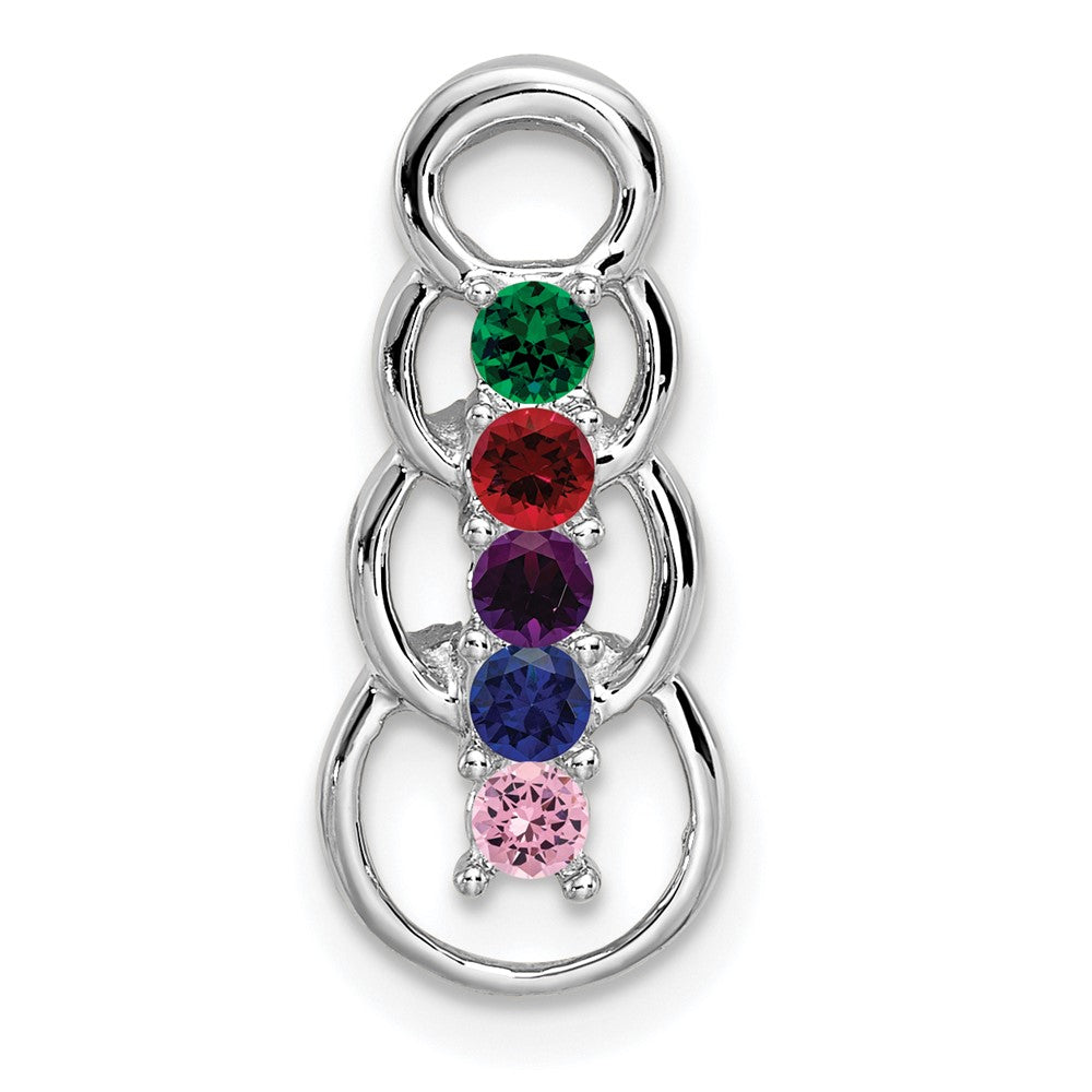 14k White Gold 5 Genuine Stone Family Pendant