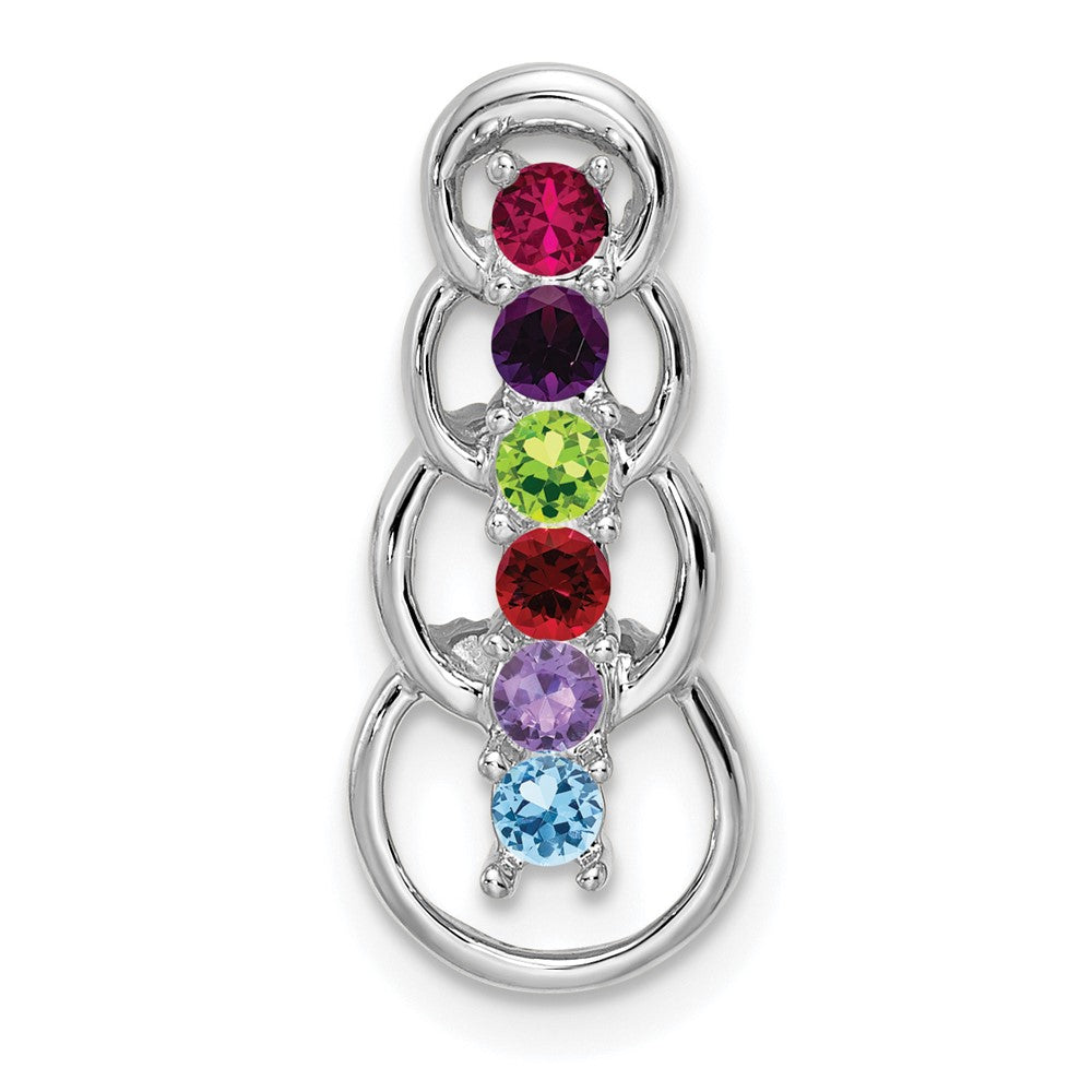 14k White Gold 6 Genuine Stone Family Pendant