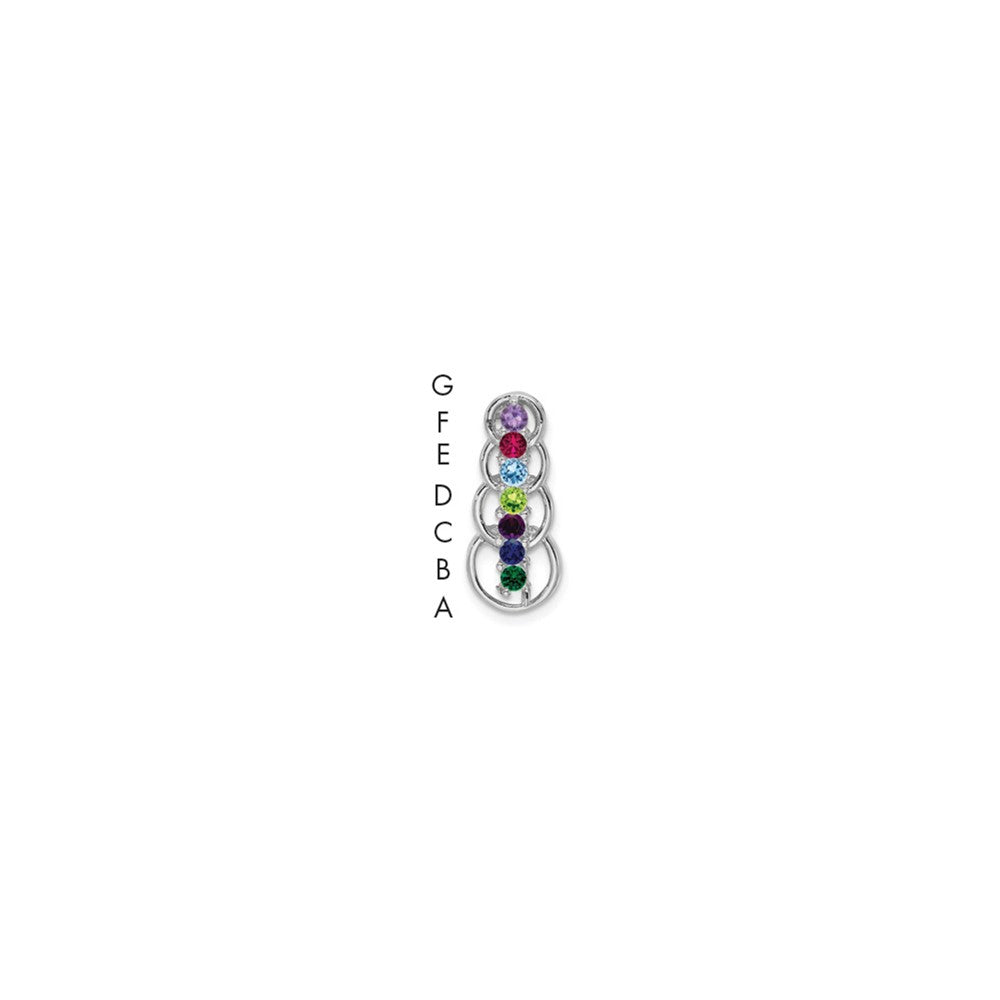 14k White Gold 7 Genuine Stone Family Pendant