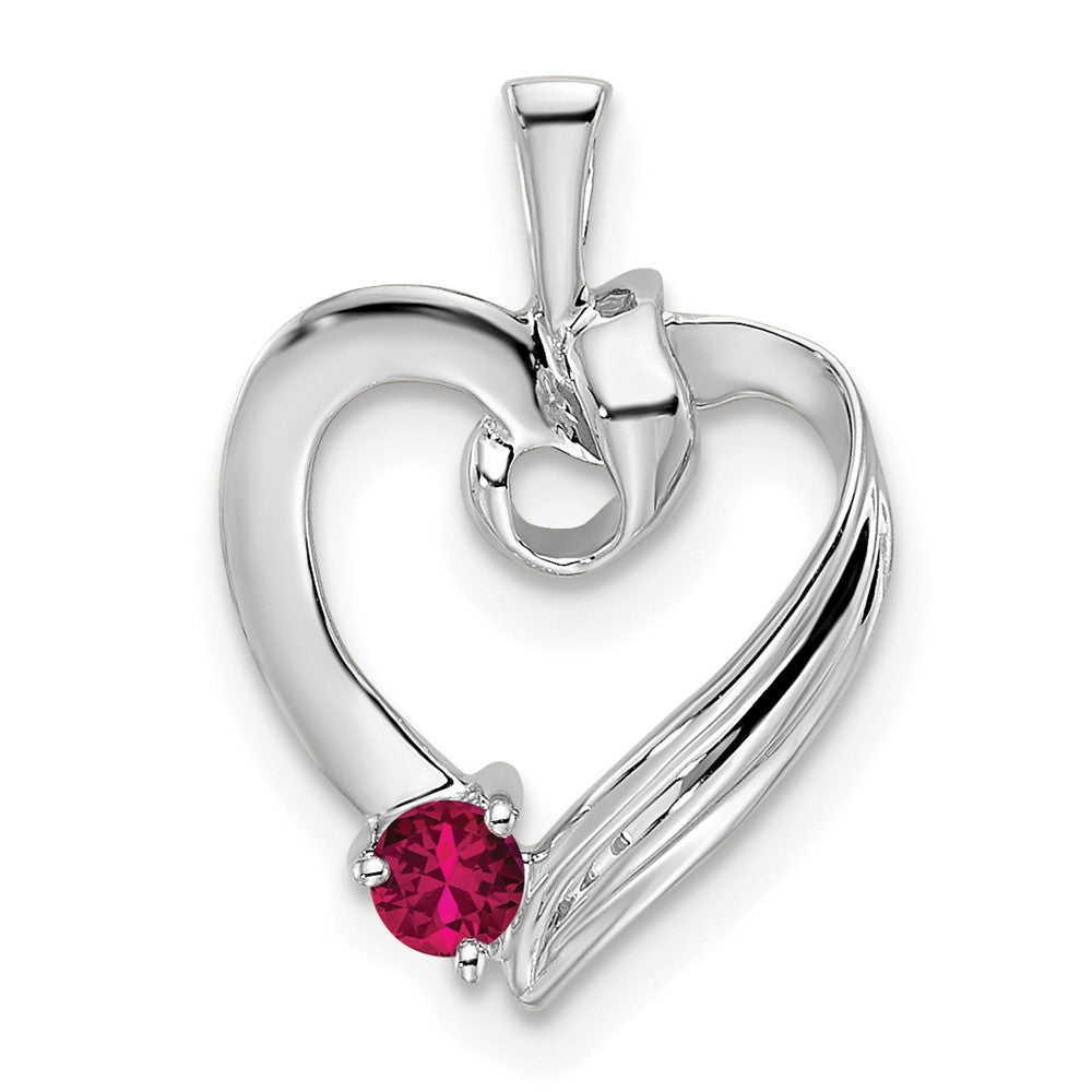 14k White Gold 1 Synthetic Stone Family Pendant