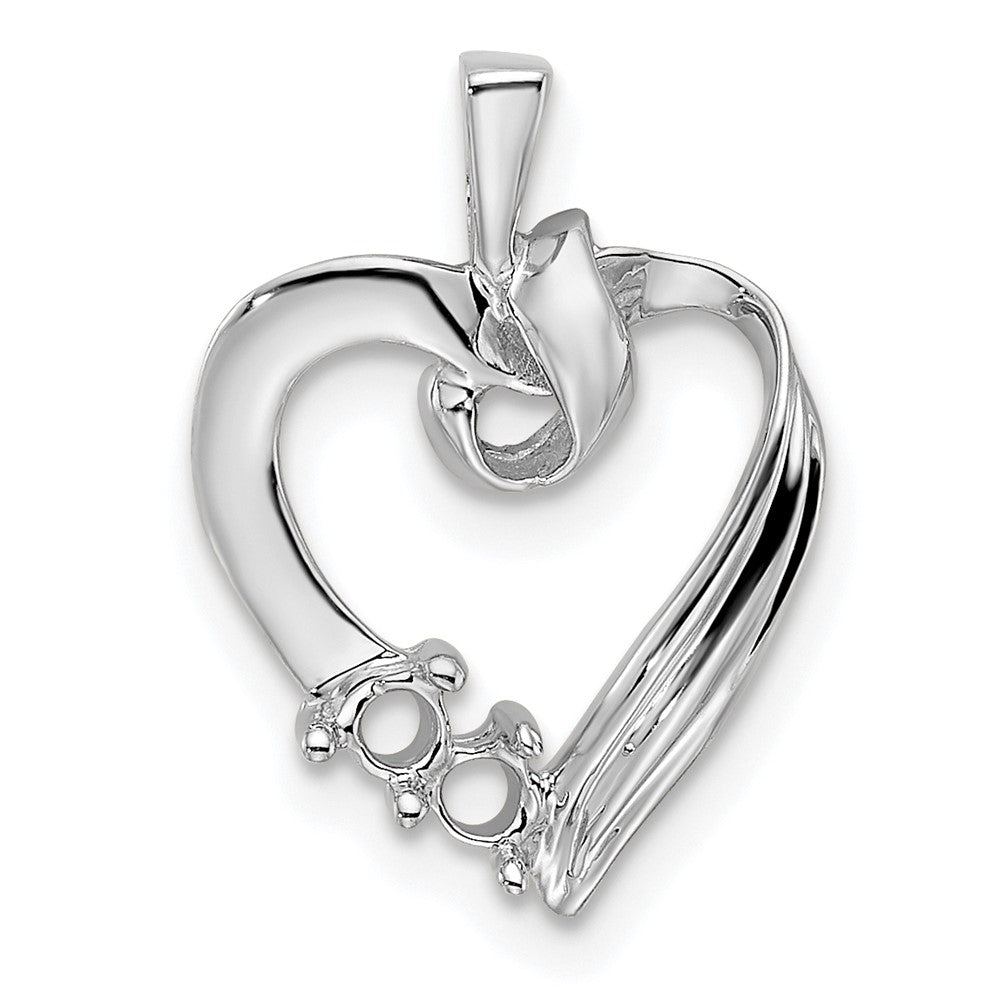 14k White Gold 2 Genuine Stone Family Pendant