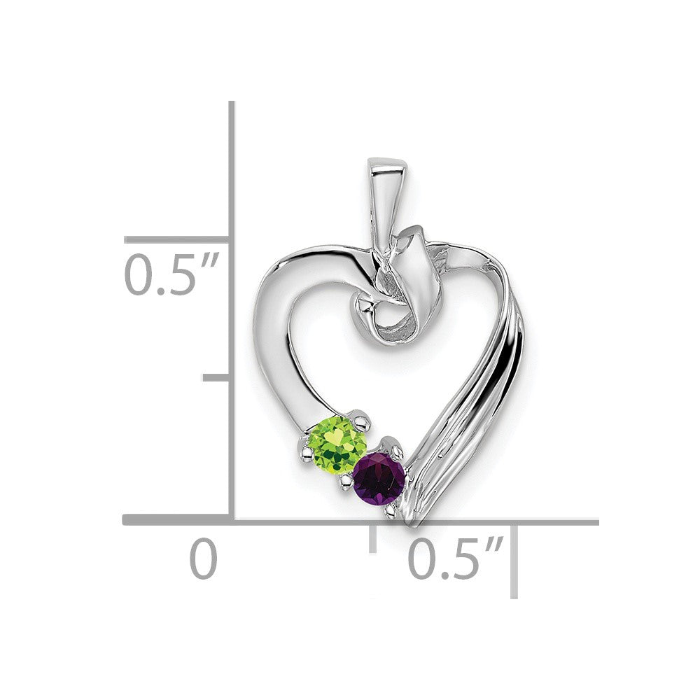 14k White Gold 2 Synthetic Stone Family Pendant