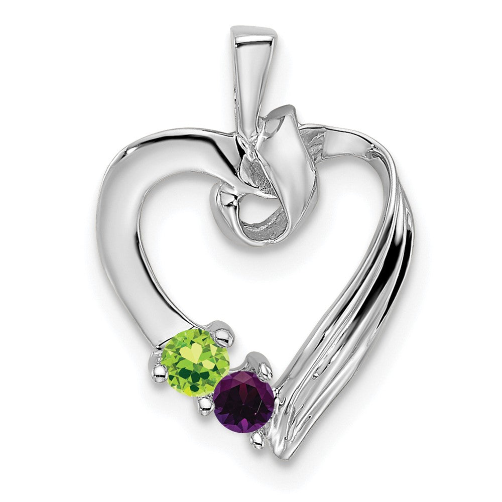 14k White Gold 2 Synthetic Stone Family Pendant