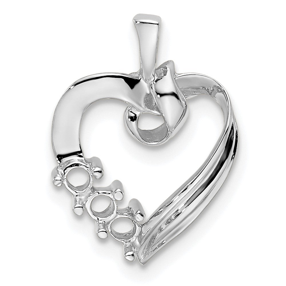 14k White Gold 3 Genuine Stone Family Pendant