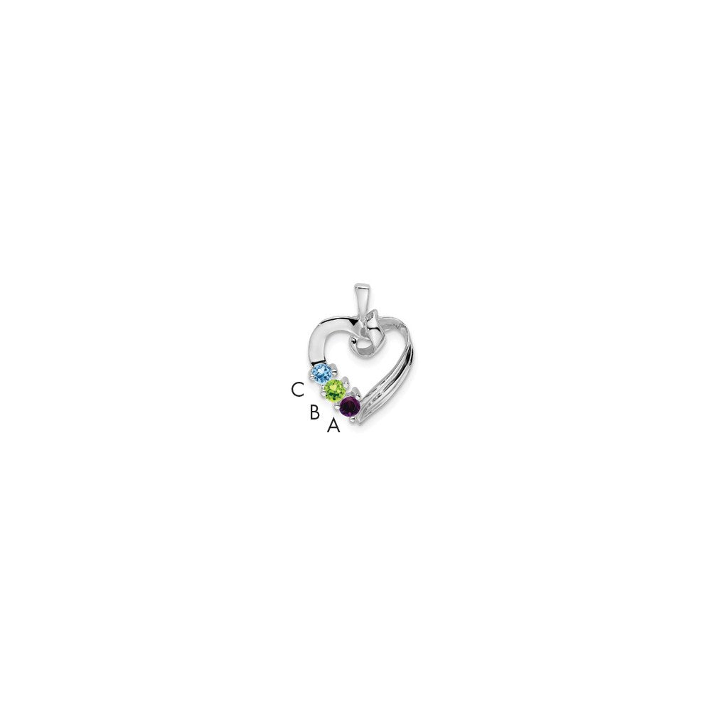 14k White Gold 3 Stone Family Pendant Mounting