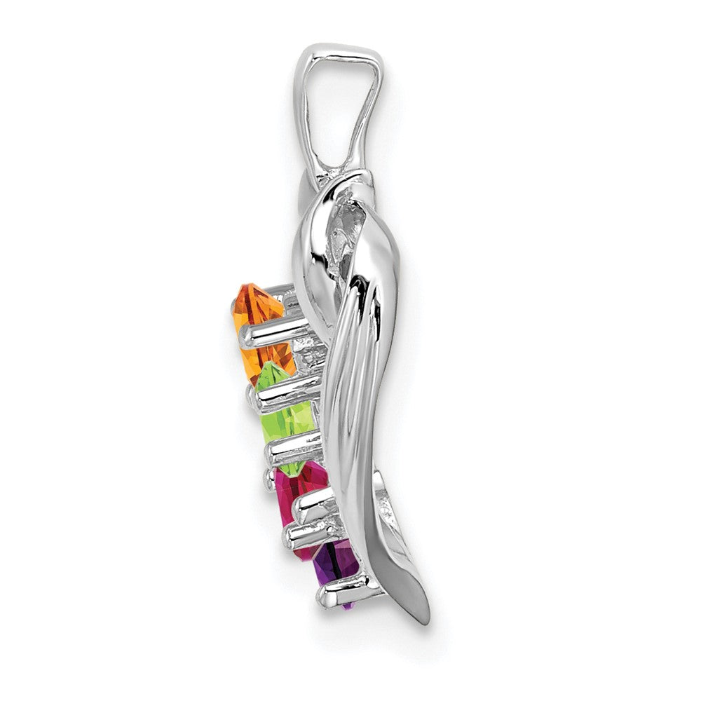 14k White Gold 4 Genuine Stone Family Pendant
