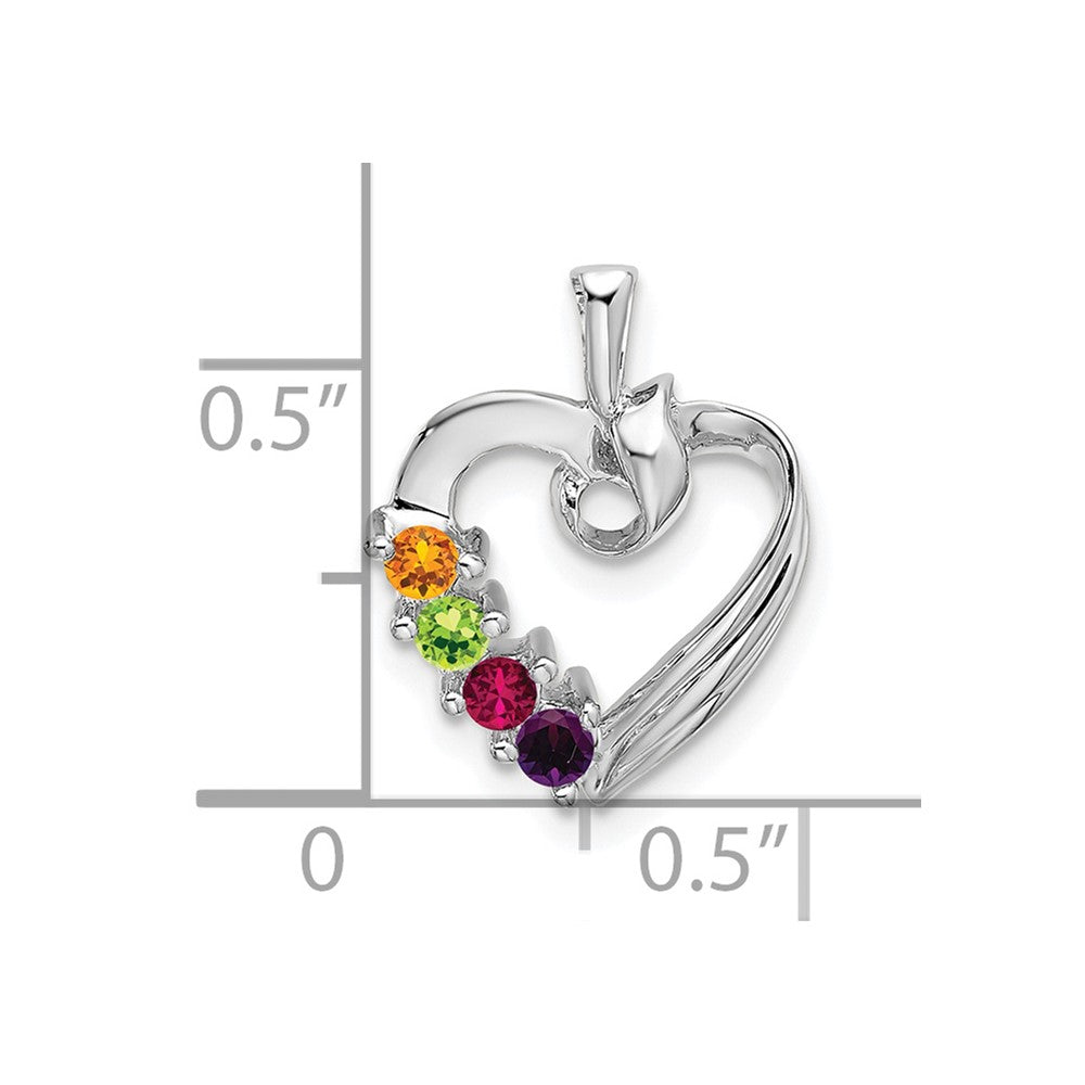 14k White Gold 4 Genuine Stone Family Pendant