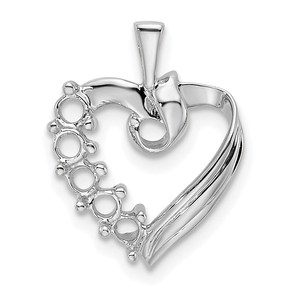 14k White Gold 5 Genuine Stone Family Pendant