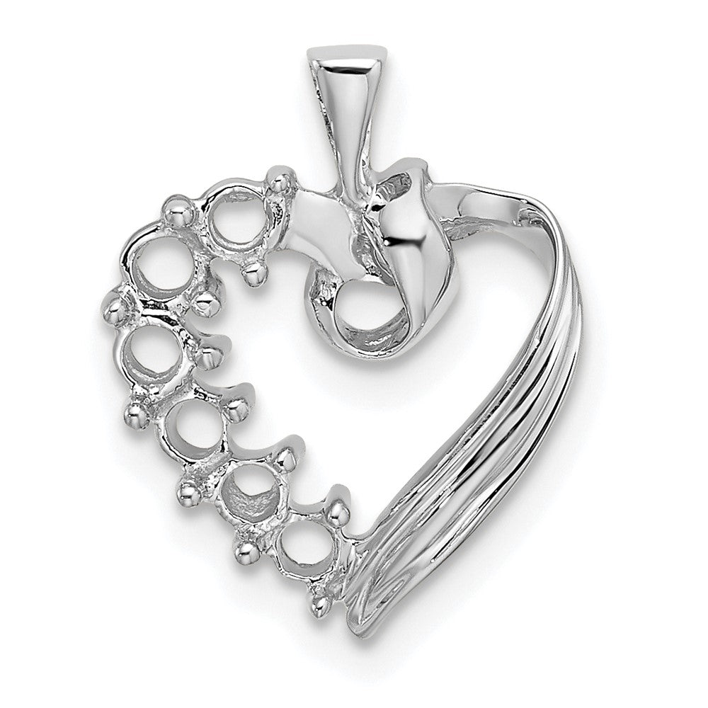 14k White Gold 6 Genuine Stone Family Pendant
