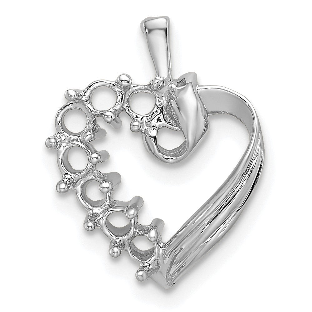 14k White Gold 7 Genuine Stone Family Pendant