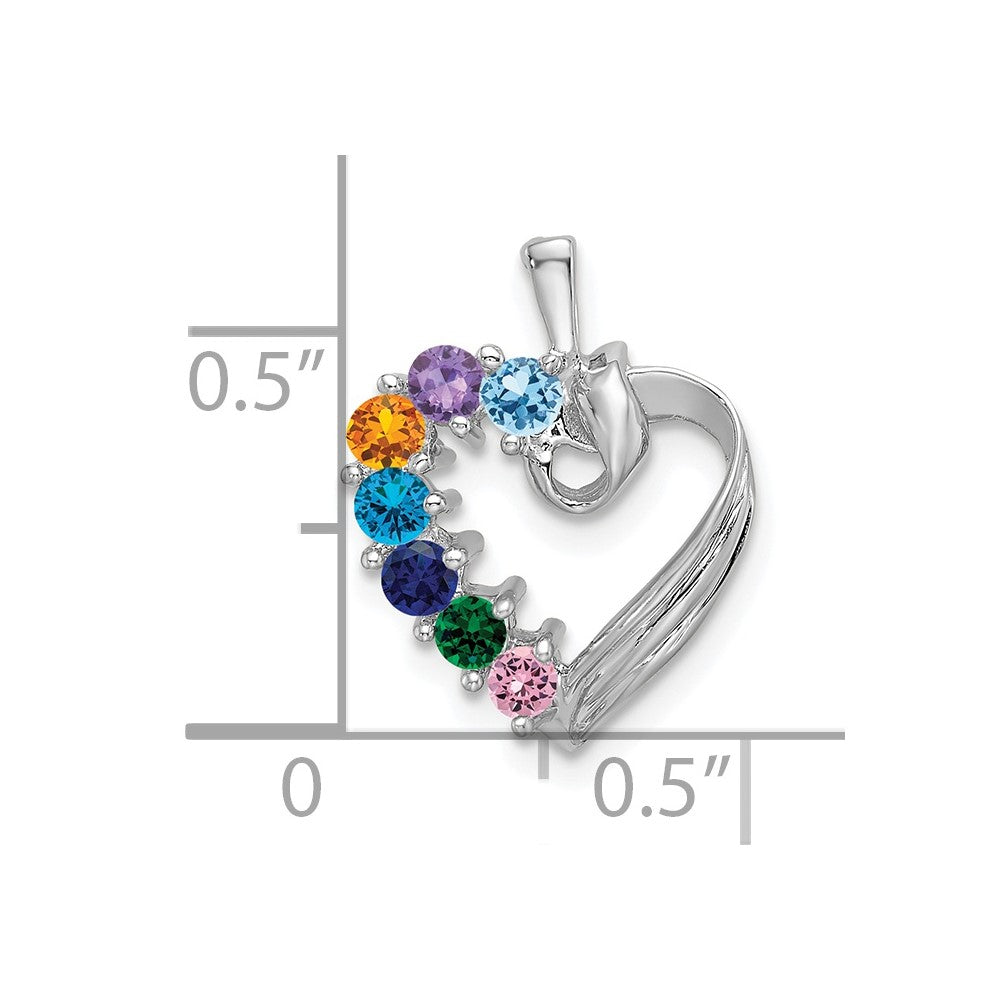 14k White Gold 7 Synthetic Stone Family Pendant
