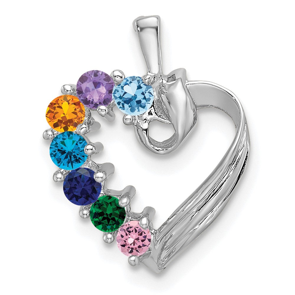 14k White Gold 7 Stone Family Pendant Mounting