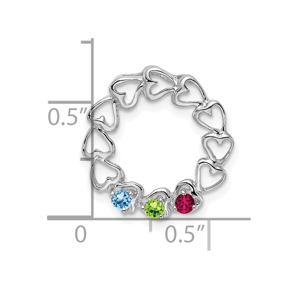 14k White Gold 3 Genuine Stone Family Pendant