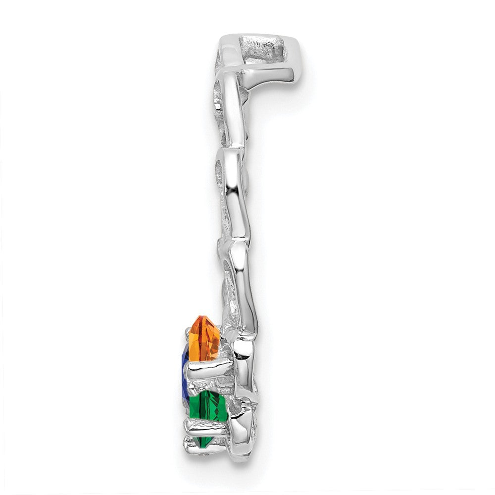 14k White Gold 4 Genuine Stone Family Pendant