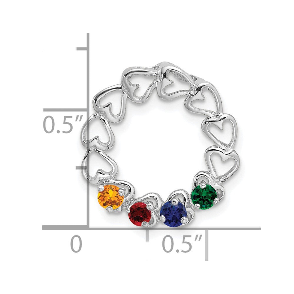 14k White Gold 4 Genuine Stone Family Pendant