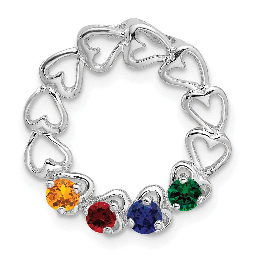 14k White Gold 4 Synthetic Stone Family Pendant