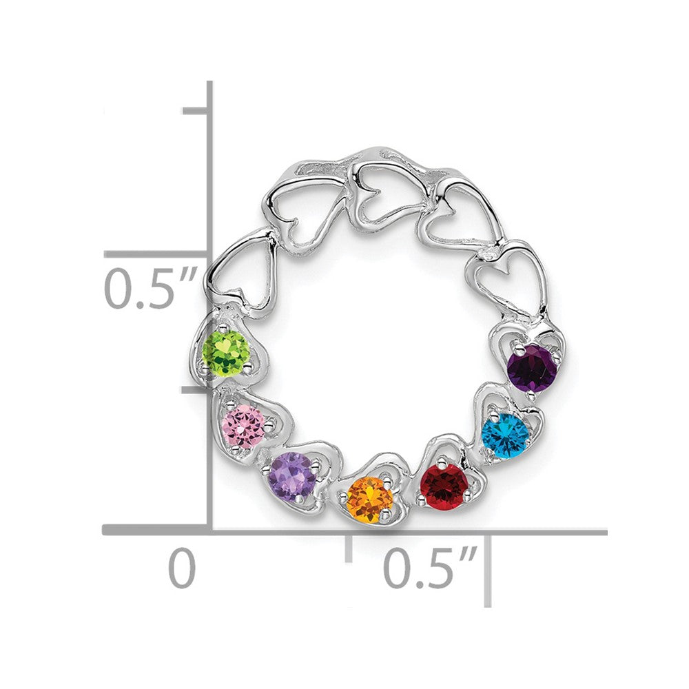 14k White Gold 7 Synthetic Stone Family Pendant