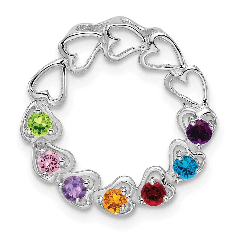 14k White Gold 7 Synthetic Stone Family Pendant