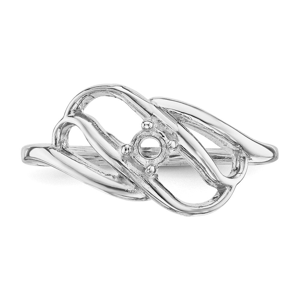 14k White Gold Polished 1-Stone Mothers Ring Mounting