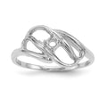 14k White Gold Polished 1-Stone Mothers Ring Mounting