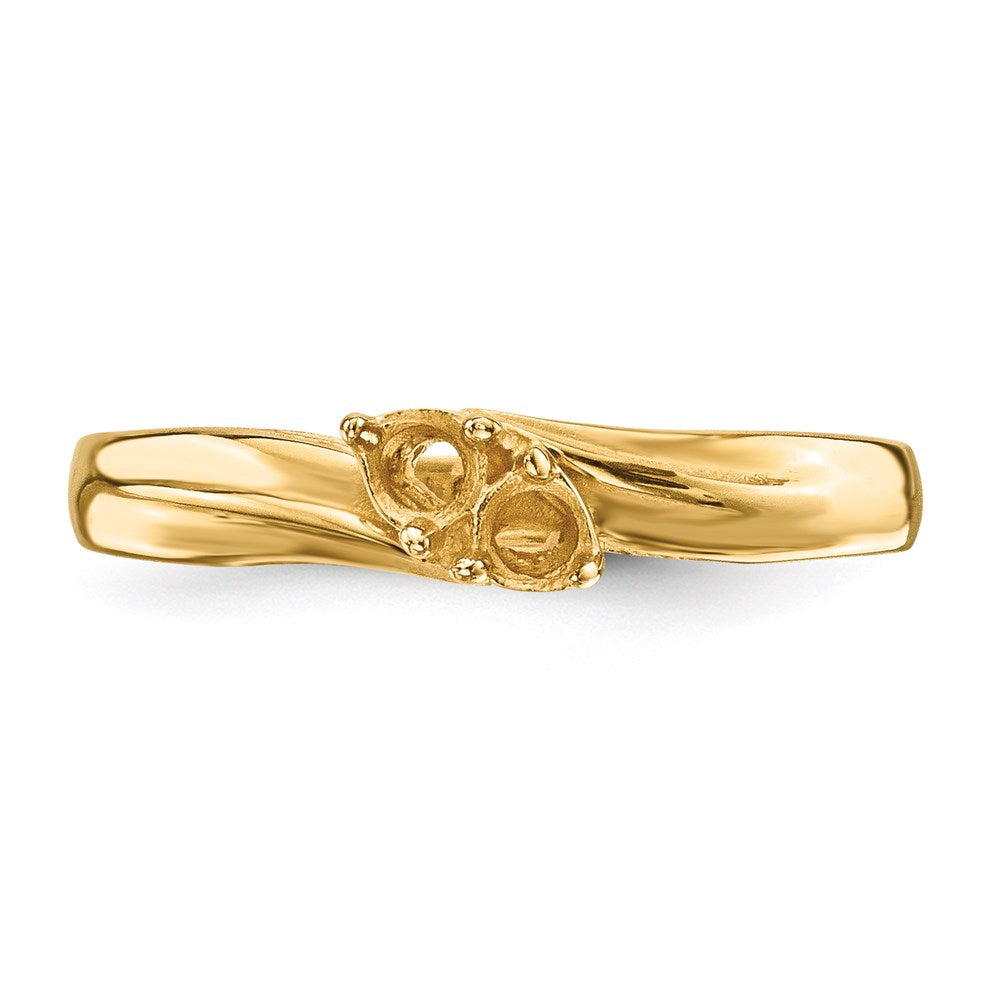 14k Polished 2-Stone Mothers Ring Mounting