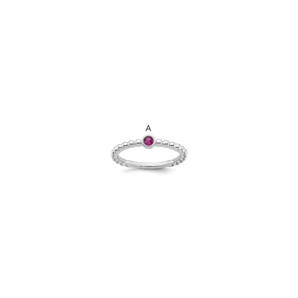 14k White Gold 1 Synthetic Birthstone Mother's Ring