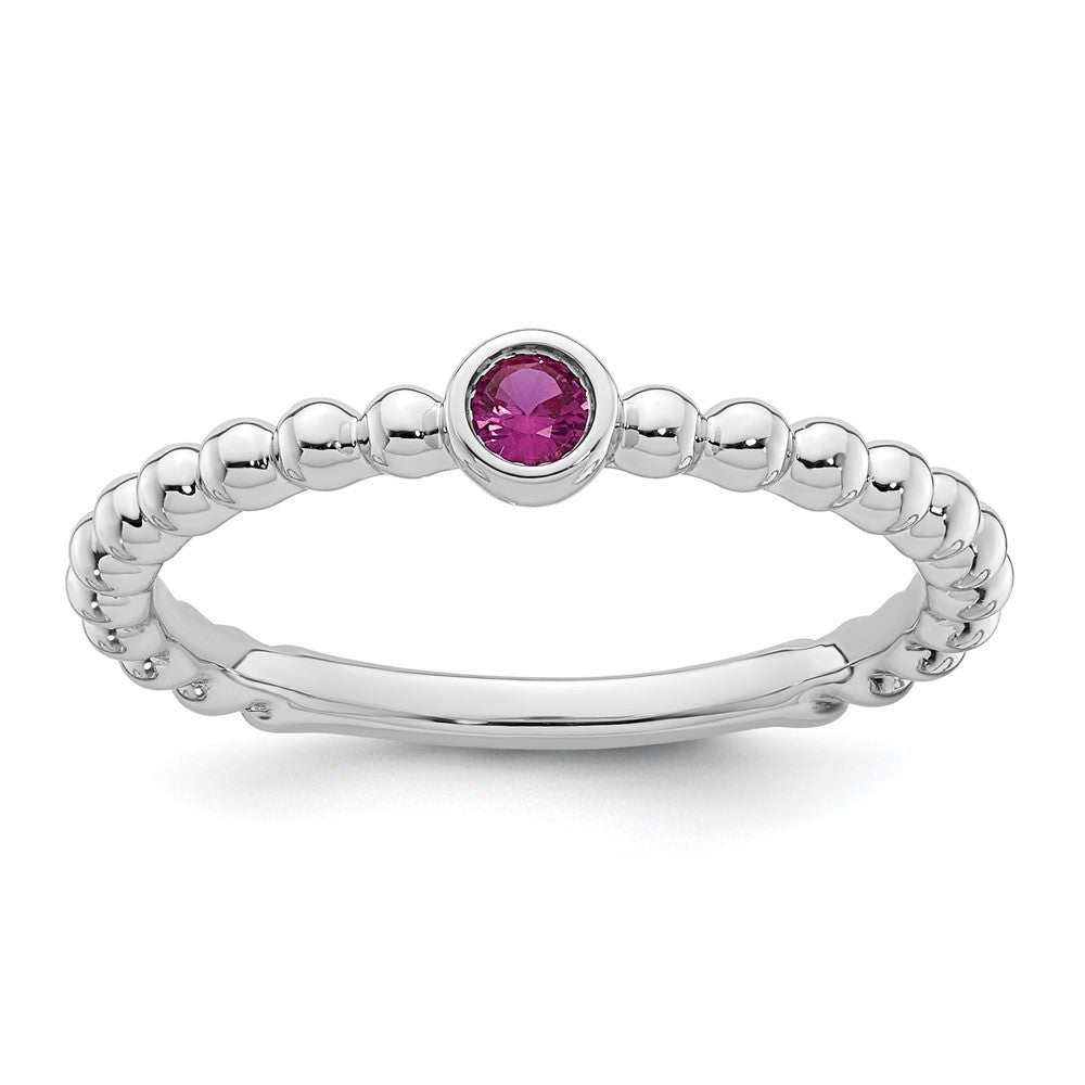 14k White Gold 1 Synthetic Birthstone Mother's Ring