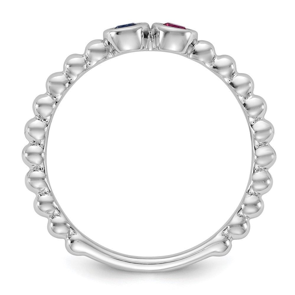 14k White Gold 2 Genuine Birthstone Mother's Ring