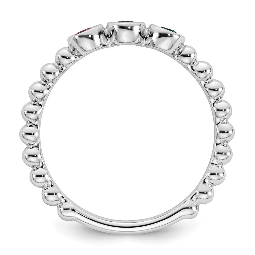 14k White Gold 3 Genuine Birthstone Mother's Ring