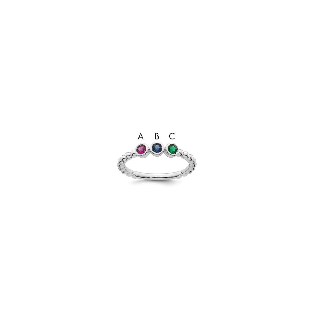 14k White Gold 3 Genuine Birthstone Mother's Ring