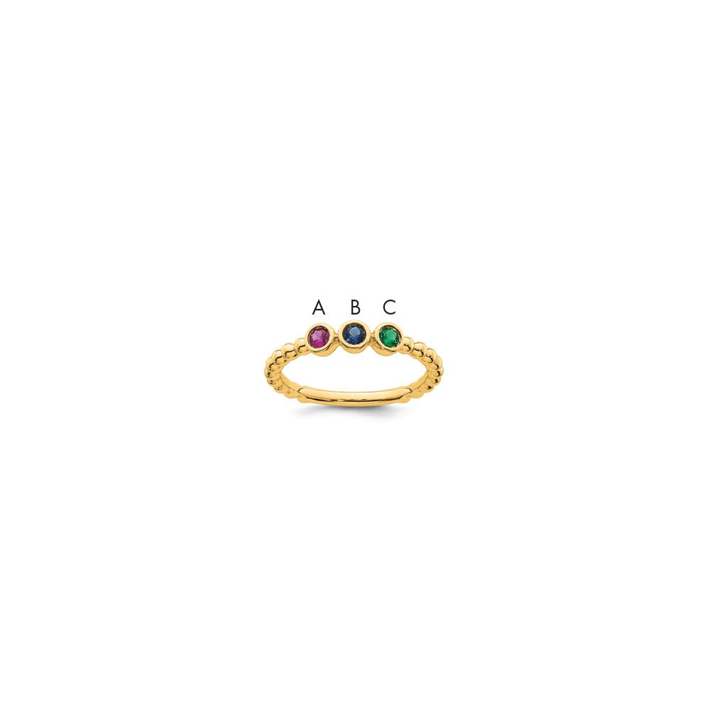 14k 3 Synthetic Birthstone Mother's Ring
