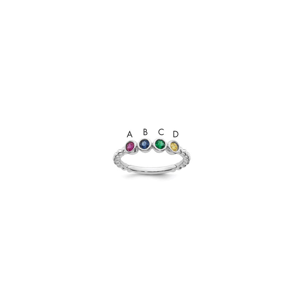 14k White Gold 4 Genuine Birthstone Mother's Ring