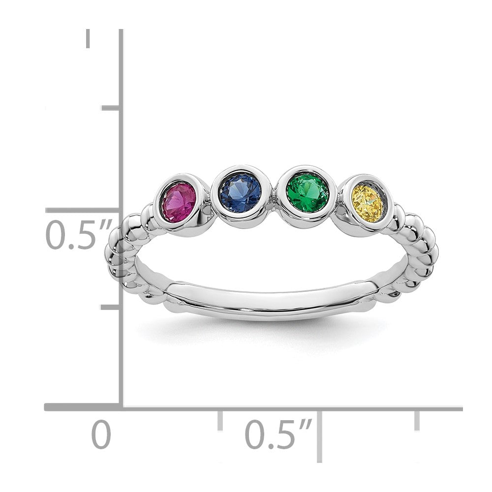 14k White Gold 4 Birthstone Mother's Ring Mounting