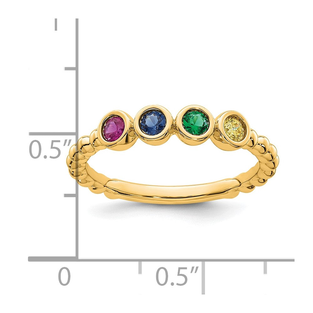 14k 4 Synthetic Birthstone Mother's Ring