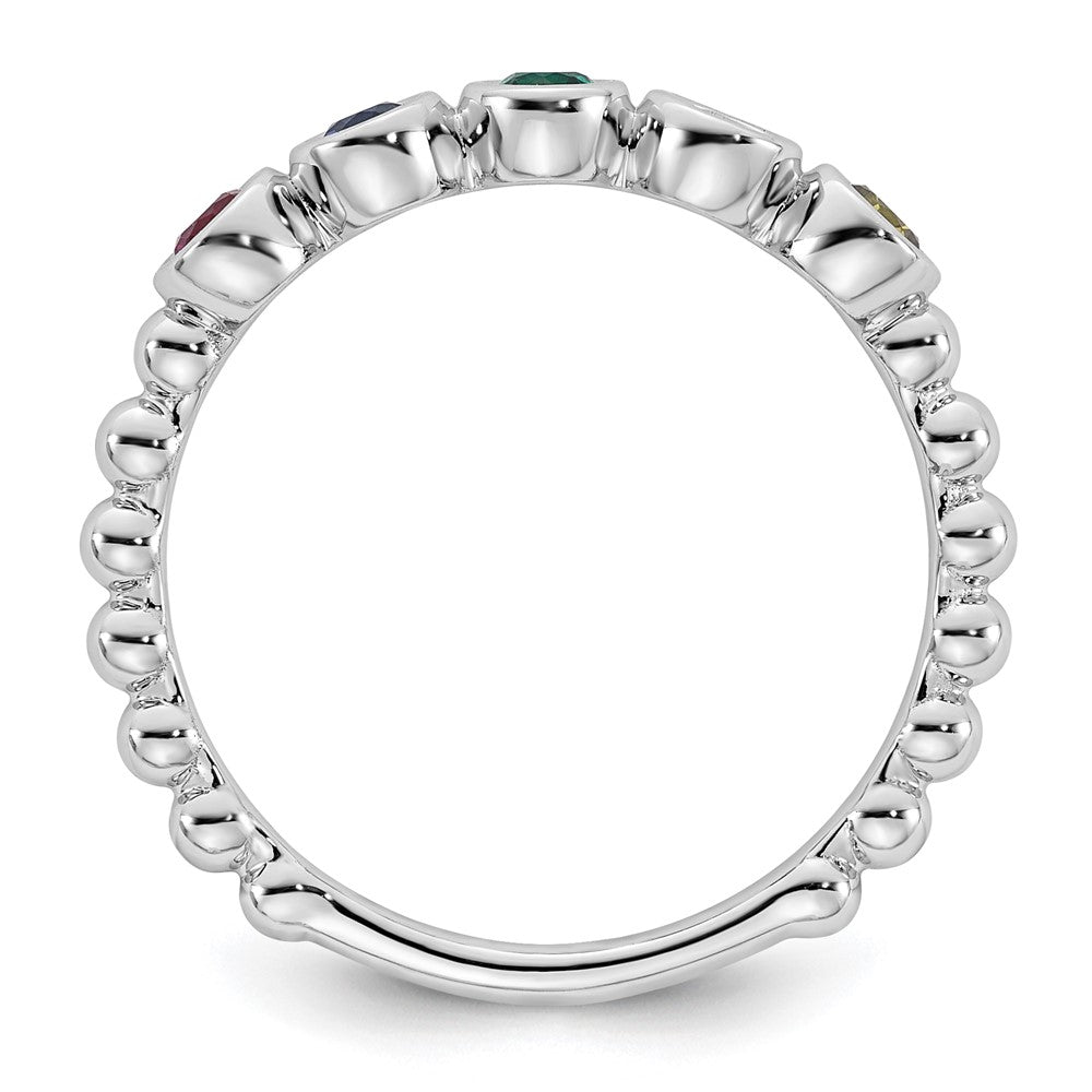 14k White Gold 5 Genuine Birthstone Mother's ring