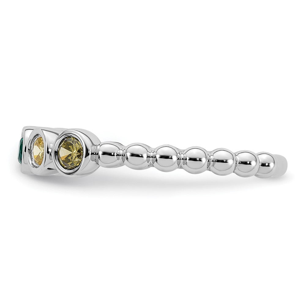 14k White Gold 5 Synthetic Birthstone Mother's Ring