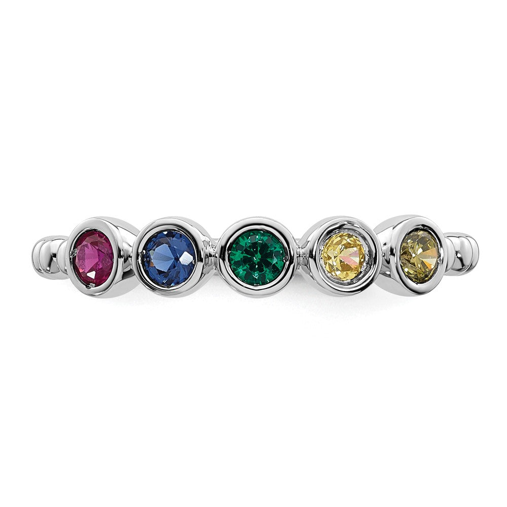 14k White Gold 5 Birthstone Mother's Ring Mounting