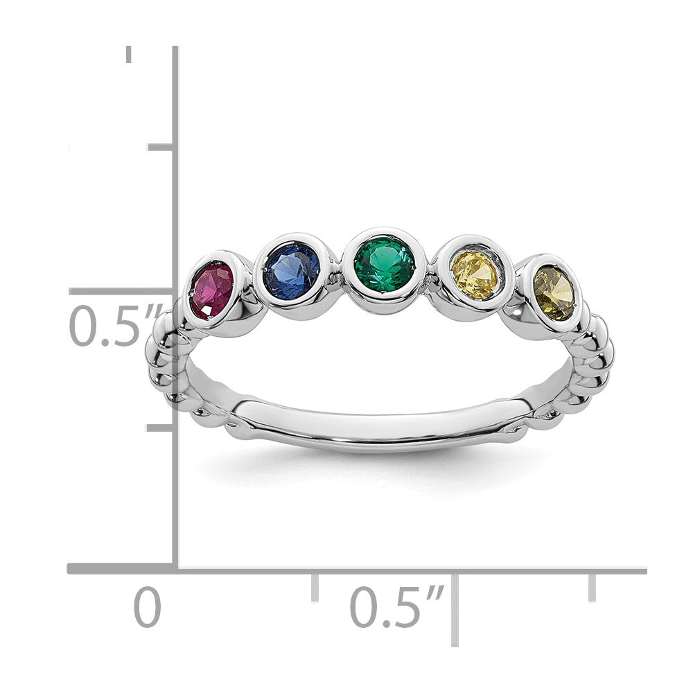 14k White Gold 5 Genuine Birthstone Mother's ring