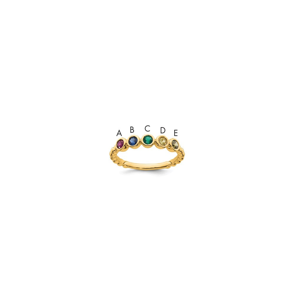 14k 5 Synthetic Birthstone Mother's Ring
