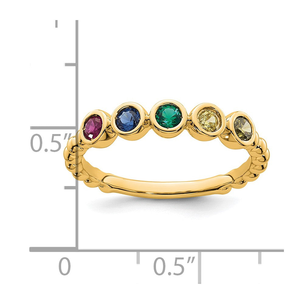 14k 5 Synthetic Birthstone Mother's Ring