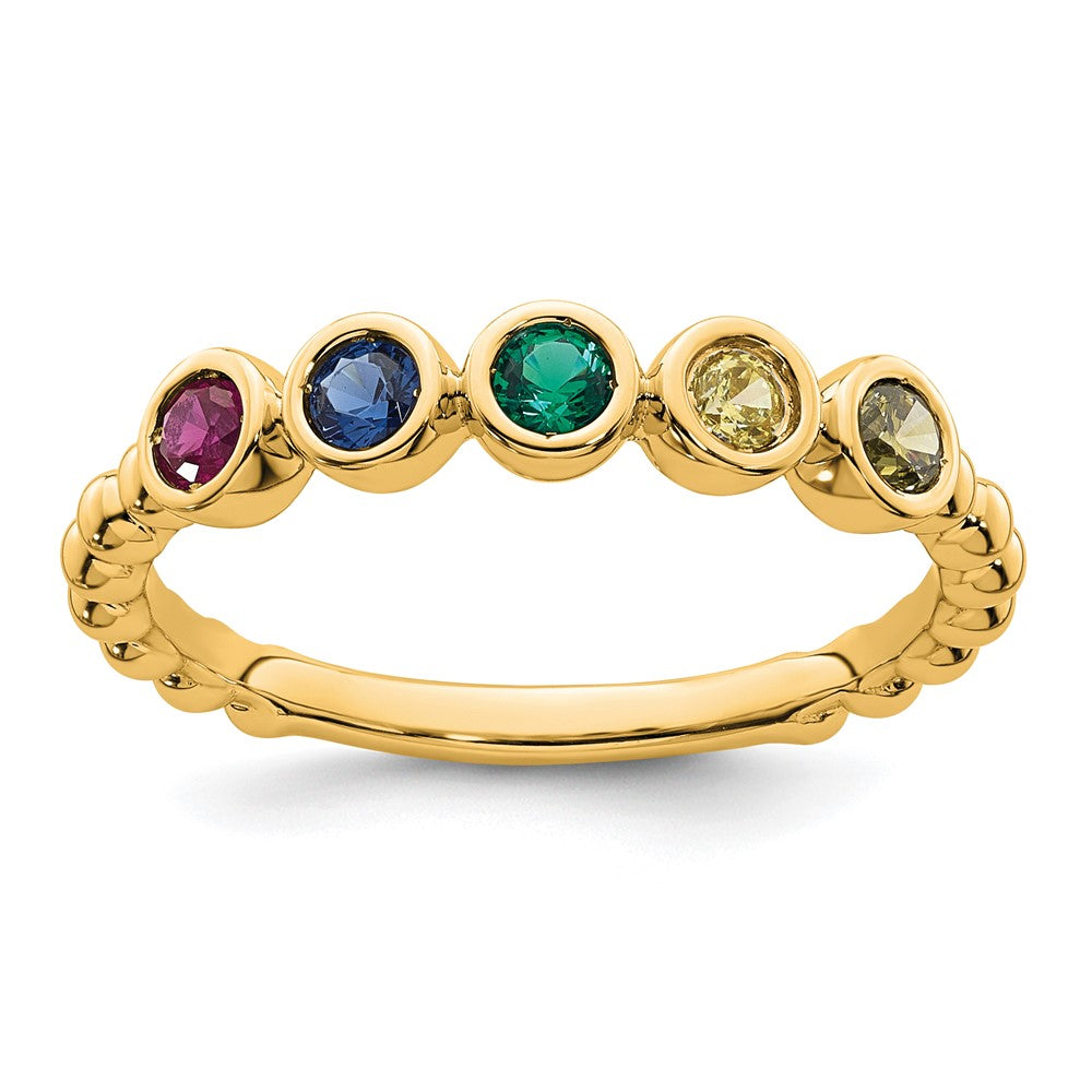 14k 5 Synthetic Birthstone Mother's Ring