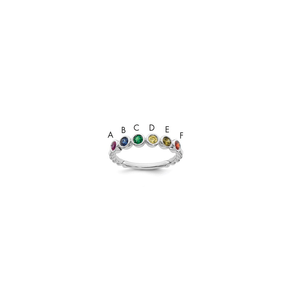 14k White Gold 6 Birthstone Mother's Ring Mounting