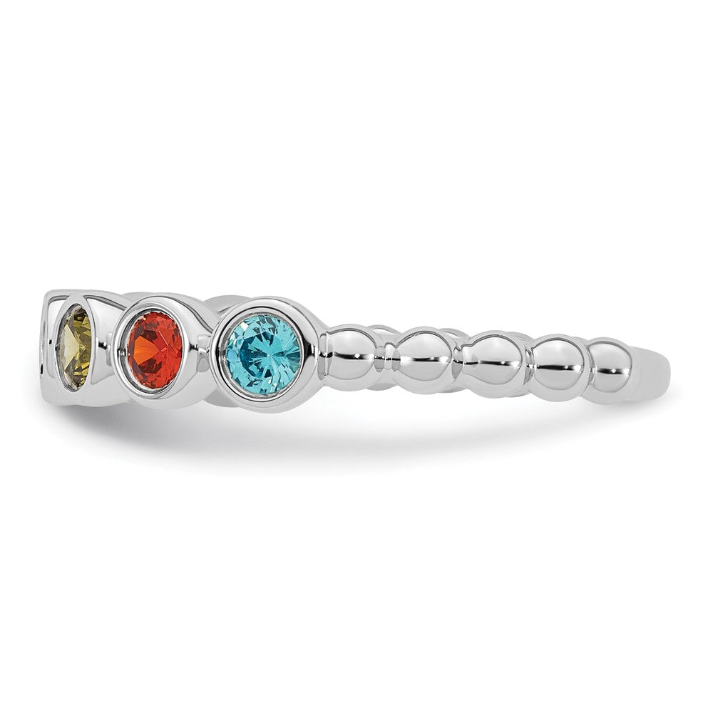 14k White Gold 7 Synthetic Birthstone Mother's Ring