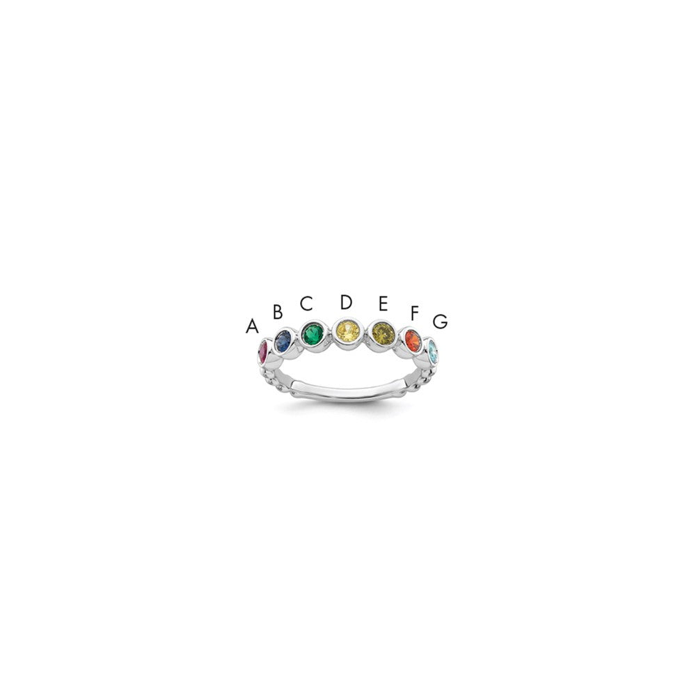 14k White Gold 7 Birthstone Mother's Ring Mounting