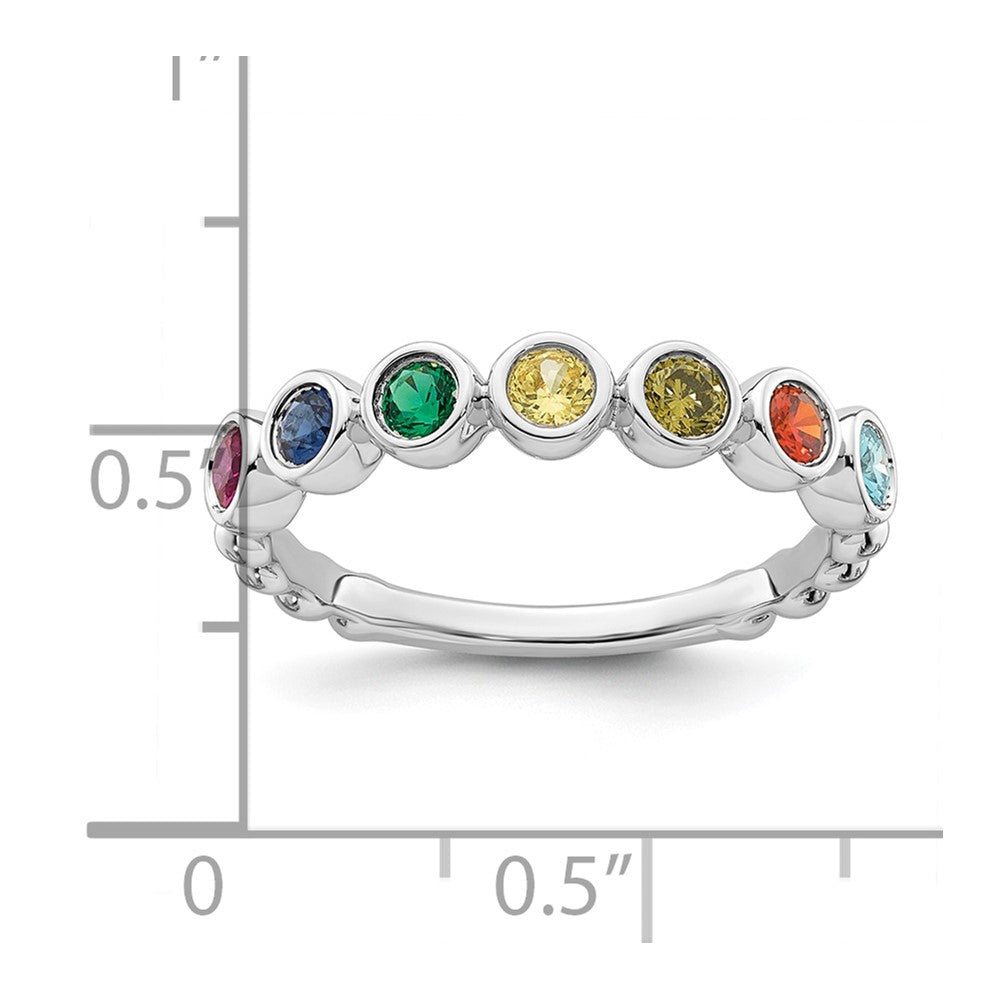 14k White Gold 7 Birthstone Mother's Ring Mounting